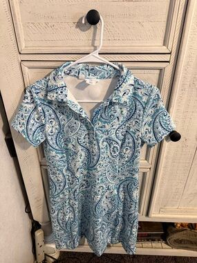 Sigrid Olsen Blue Paisley Short Sleeve Mini Dress